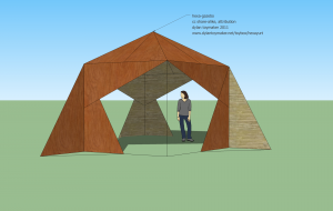 a design mockup of a hexayurt based gazebo