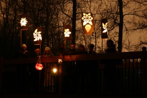 lanterns on the bridge in mill creek ravine